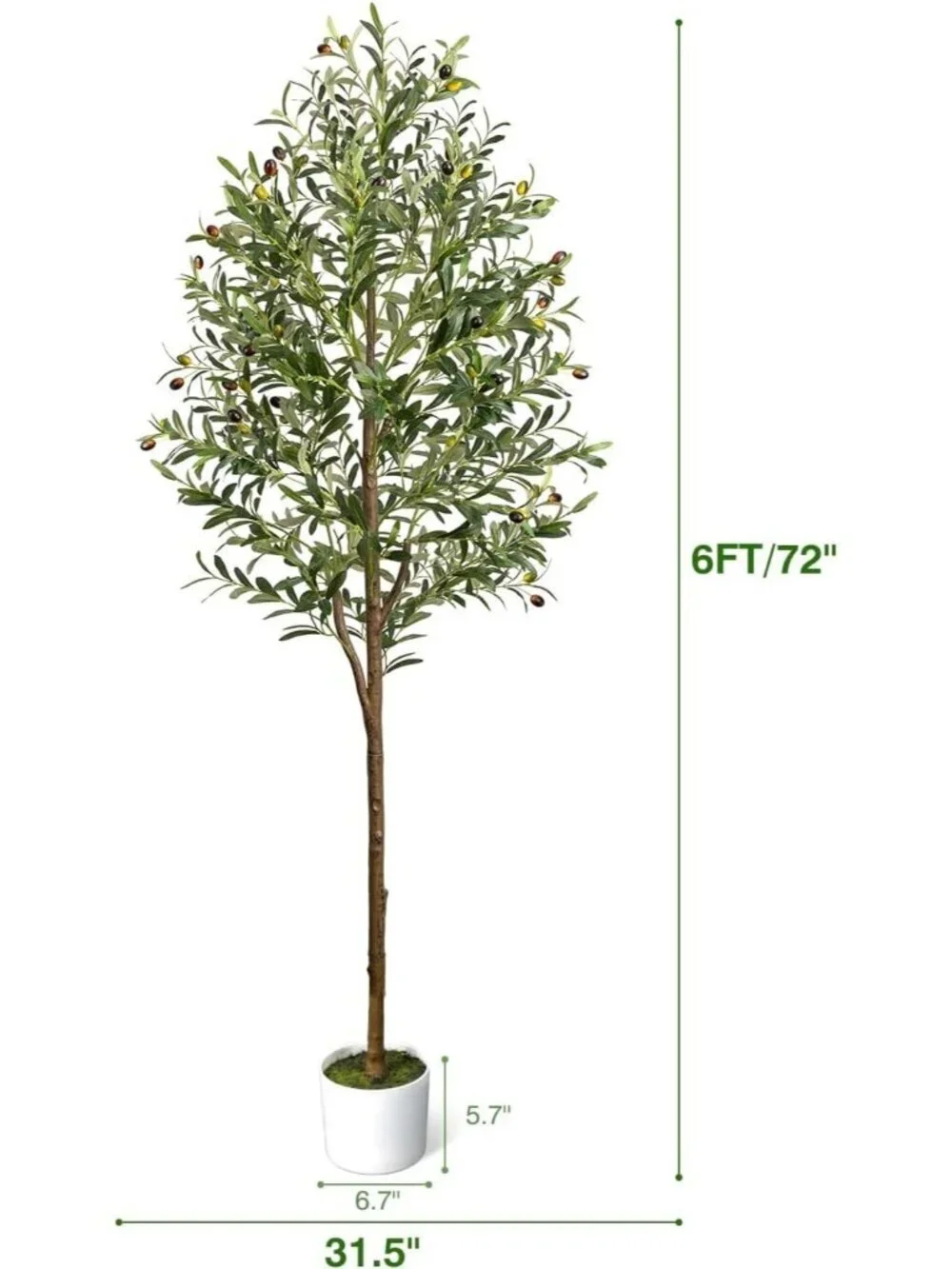 6FT Artificial Olive Tree - Indoor Tall Faux Olive Trees with Planter & Basket
